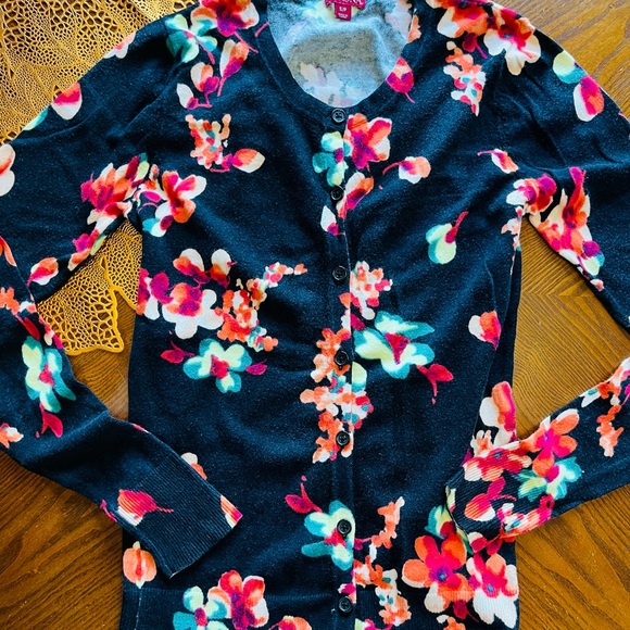 Merona Black Floral Cardigan - Size S - Picture 5 of 6